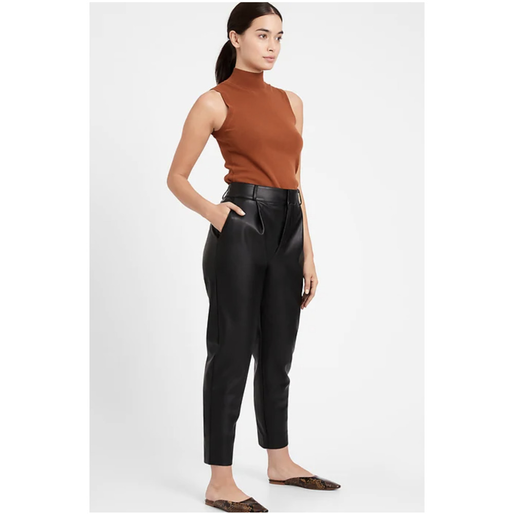 Banana Republic High-Rise Tapered Leather Pant 6